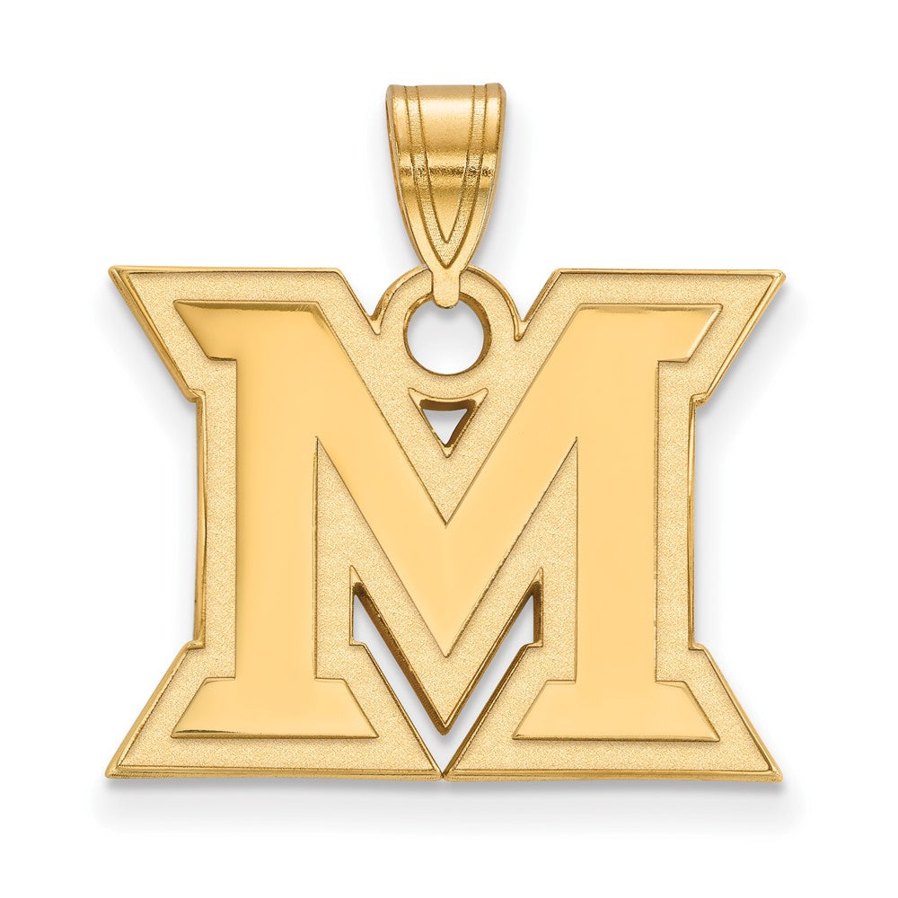 Gold Plated Sterling Silver Logoart Miami University Ohio Letter M Medium Pendant