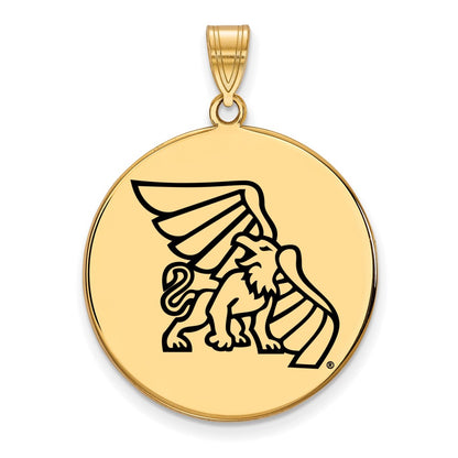 Gold Plated Sterling Silver Logoart Missouri Western State University Griffon Extra Large Enameled Disc Pendant