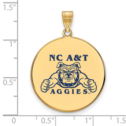 Gold Plated Sterling Silver Logoart North Carolina A And T Aggies Extra Large Enameled Disc Pendant