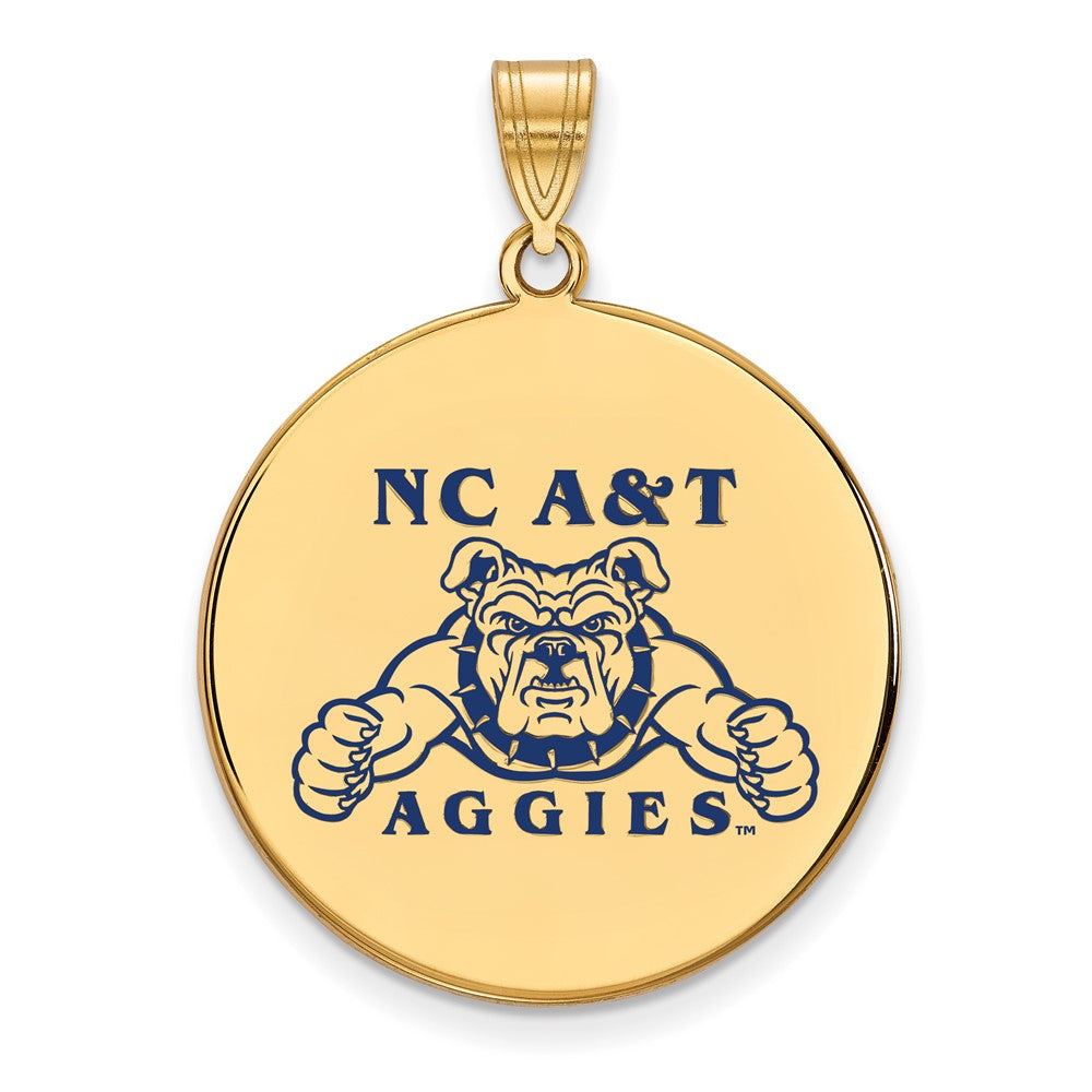 Gold Plated Sterling Silver Logoart North Carolina A And T Aggies Extra Large Enameled Disc Pendant