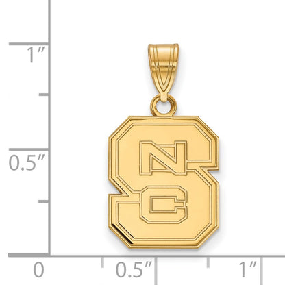 10K Yellow Gold Logoart North Carolina State University N C S Medium Pendant