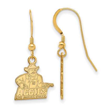 Gold Plated Sterling Silver Logoart New Mexico State University Aggies Small Dangle Wire Earrings