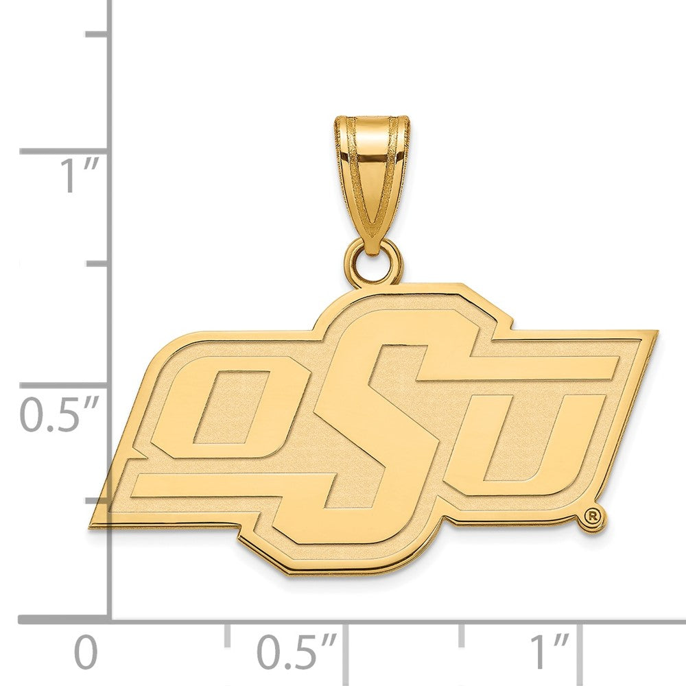 Gold Plated Sterling Silver Logoart Oklahoma State University O S U Medium Pendant