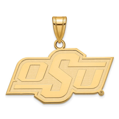 Gold Plated Sterling Silver Logoart Oklahoma State University O S U Medium Pendant