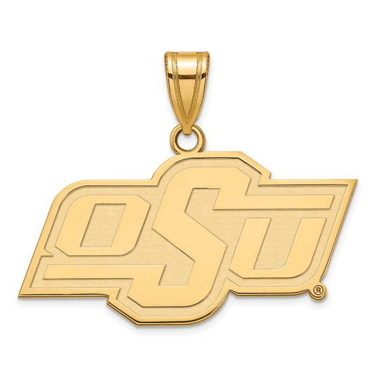 Gold Plated Sterling Silver Logoart Oklahoma State University O S U Medium Pendant
