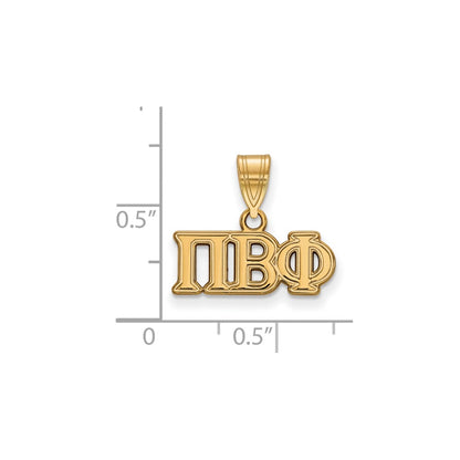 Gold Plated Sterling Silver Logoart Pi Beta Phi Sorority Greek Letters Medium Pendant