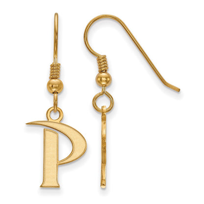 Gold Plated Sterling Silver Logoart Pepperdine University Letter P Small Dangle Wire Earrings