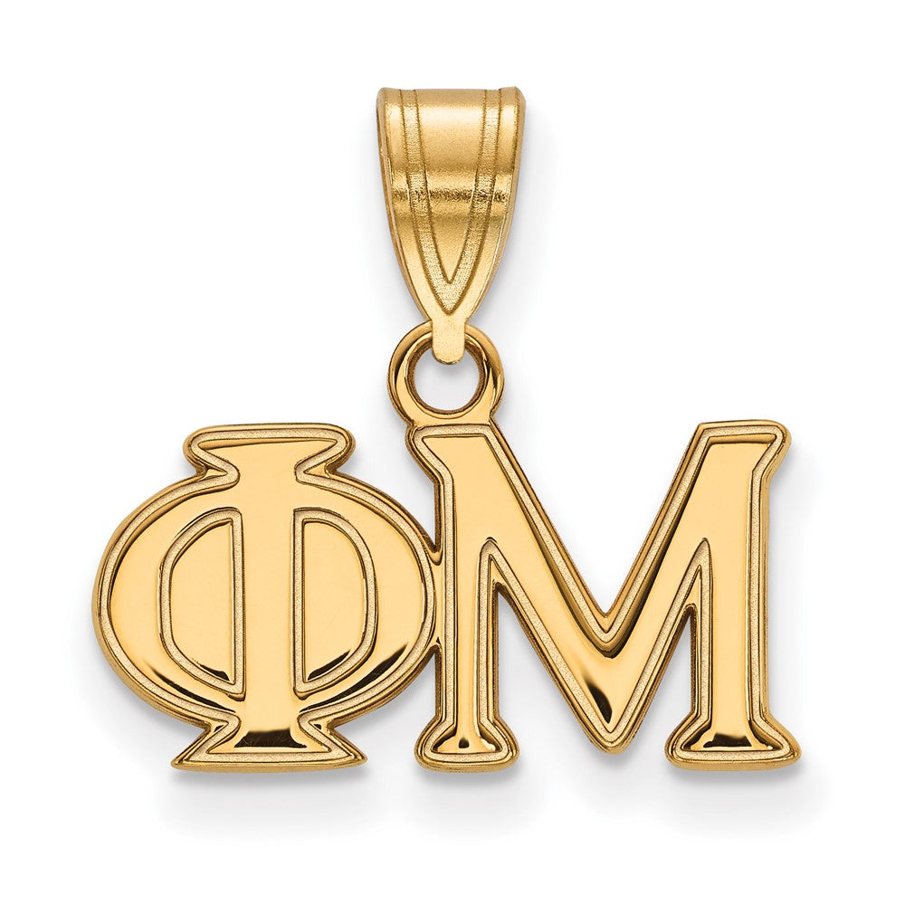 Gold Plated Sterling Silver Logoart Phi Mu Sorority Greek Letters Medium Pendant