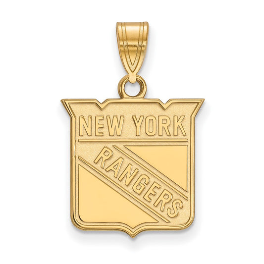 14K Yellow Gold Nhl Logoart New York Rangers Medium Pendant