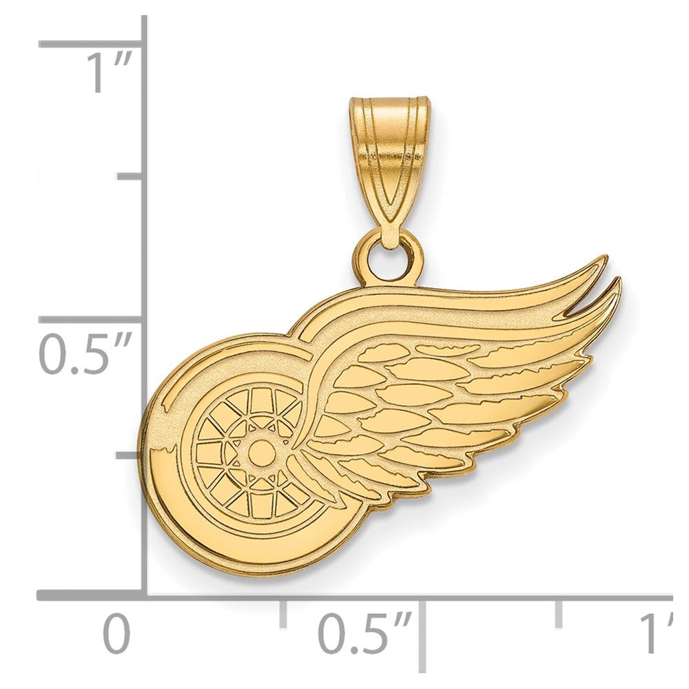 Gold Plated Sterling Silver Nhl Logoart Detroit Red Wings Medium Pendant