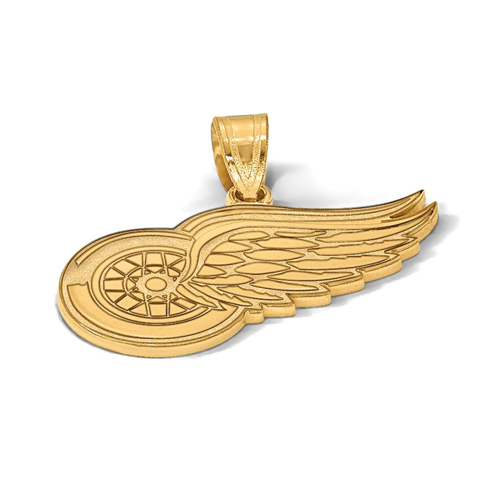 Gold Plated Sterling Silver Nhl Logoart Detroit Red Wings Medium Pendant