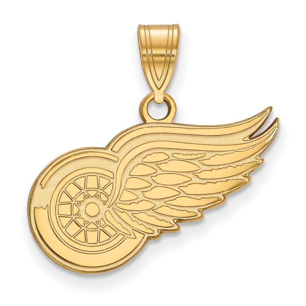 Gold Plated Sterling Silver Nhl Logoart Detroit Red Wings Medium Pendant