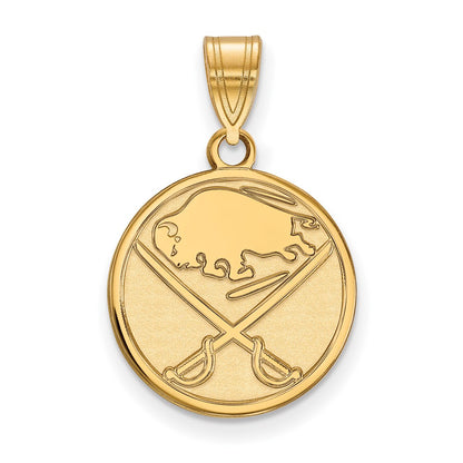 10K Yellow Gold Nhl Logoart Buffalo Sabres Medium Pendant