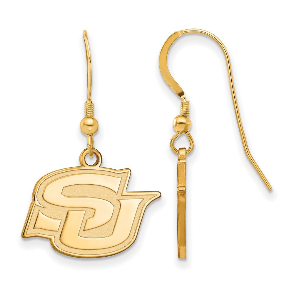 Gold Plated Sterling Silver Logoart Southern University Jaguars Small Dangle Wire Earrings