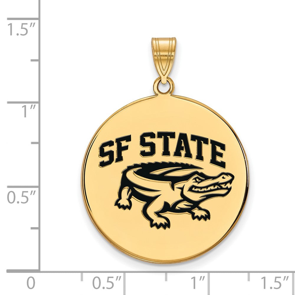 Gold Plated Sterling Silver Logoart San Francisco State University Extra Large Enameled Disc Pendant