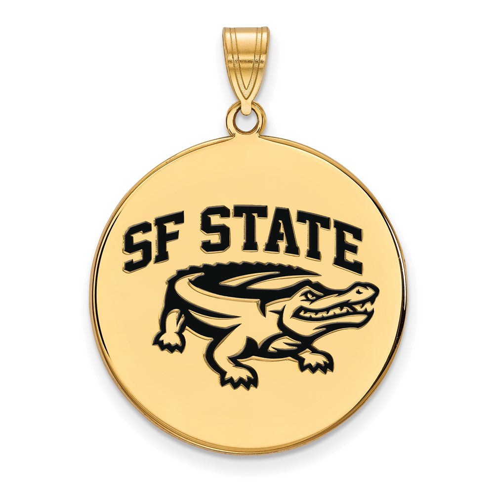 Gold Plated Sterling Silver Logoart San Francisco State University Extra Large Enameled Disc Pendant