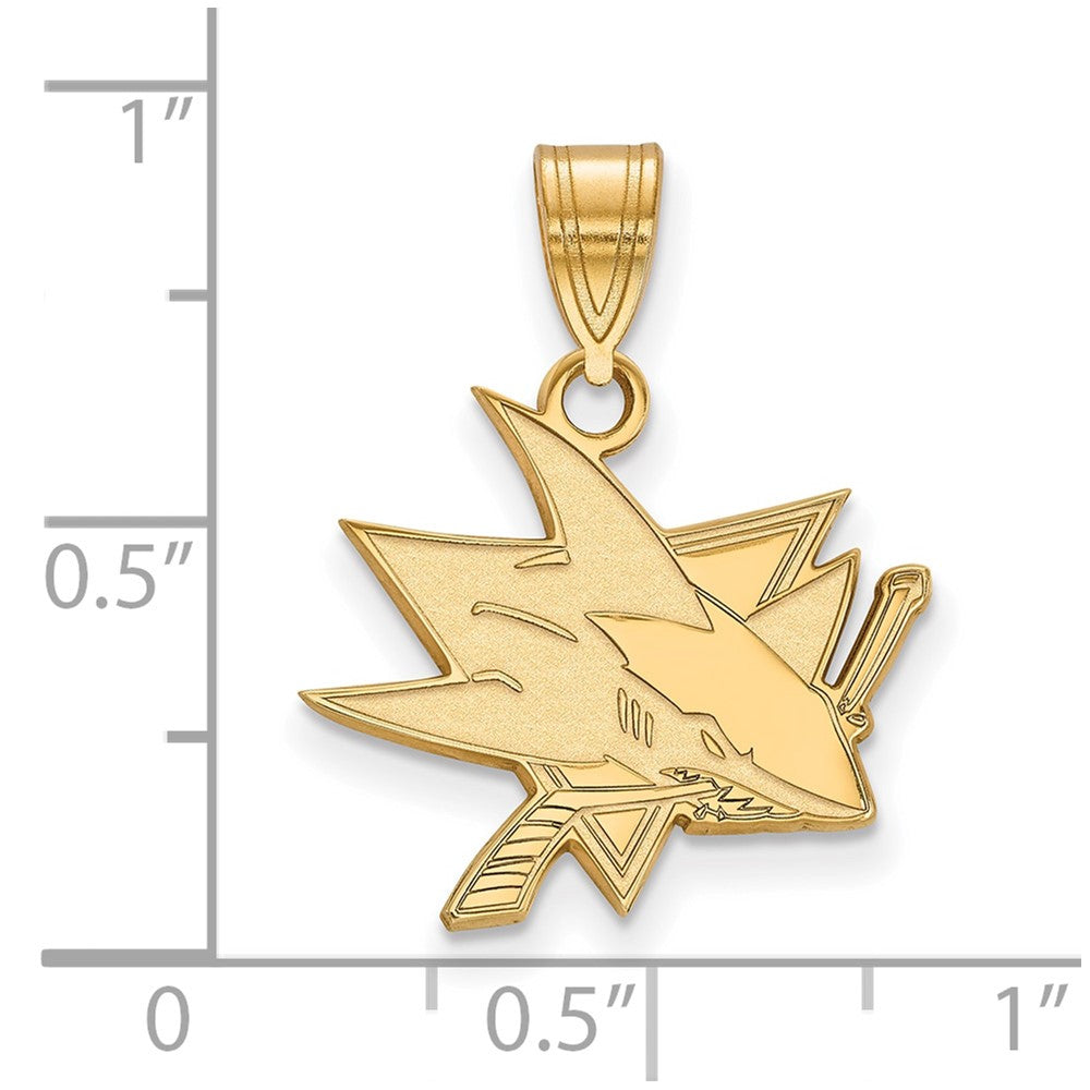 Gold Plated Sterling Silver Nhl Logoart San Jose Sharks Medium Pendant