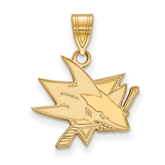 Gold Plated Sterling Silver Nhl Logoart San Jose Sharks Medium Pendant