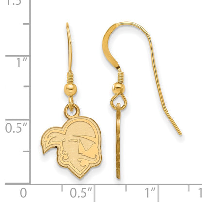 Gold Plated Sterling Silver Logoart Seton Hall University Pirate Small Dangle Wire Earrings