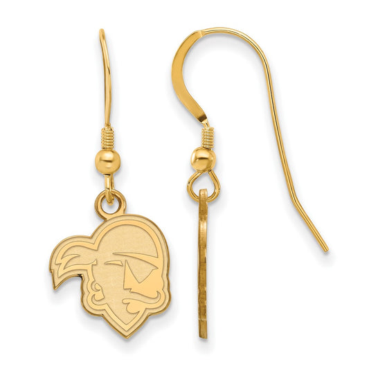 Gold Plated Sterling Silver Logoart Seton Hall University Pirate Small Dangle Wire Earrings