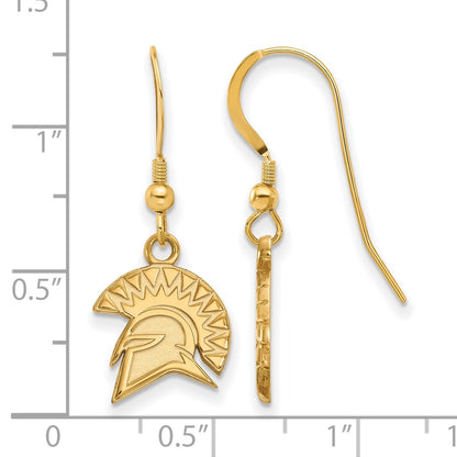 Gold Plated Sterling Silver Logoart San Jose State University Spartan Small Dangle Wire Earrings