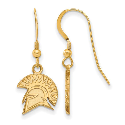 Gold Plated Sterling Silver Logoart San Jose State University Spartan Small Dangle Wire Earrings