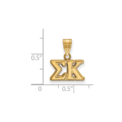 Gold Plated Sterling Silver Logoart Sigma Kappa Sorority Greek Letters Medium Pendant