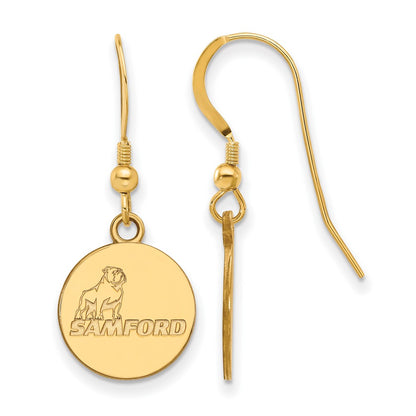 Gold Plated Sterling Silver Logoart Samford University Small Dangle Wire Earrings