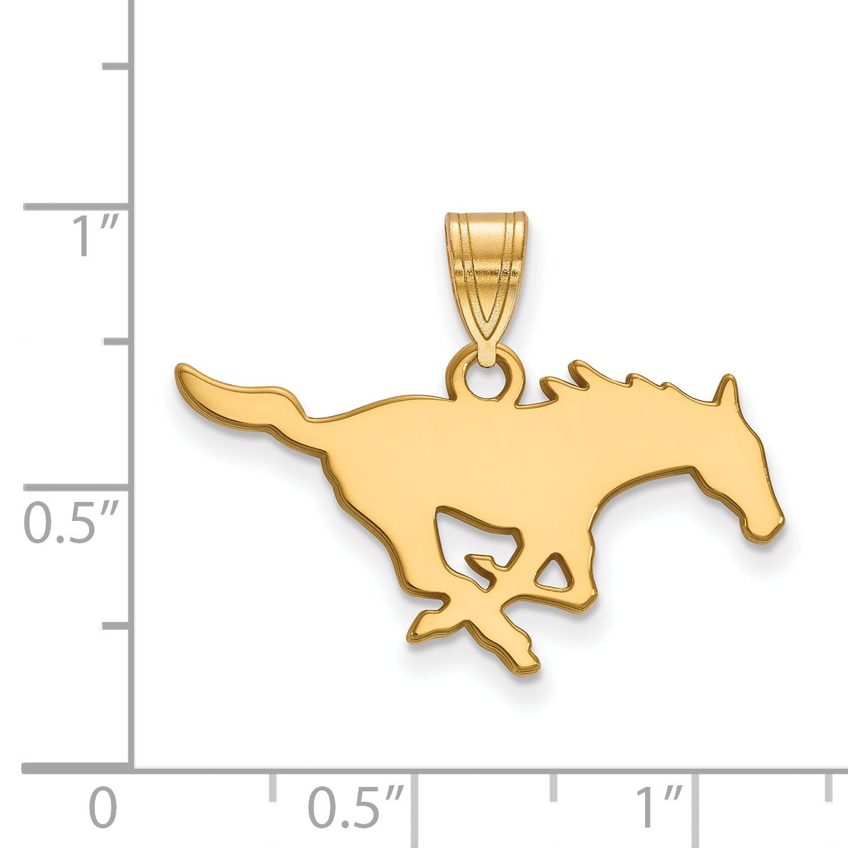 Gold Plated Sterling Silver Logoart Southern Methodist University Mustang Medium Pendant