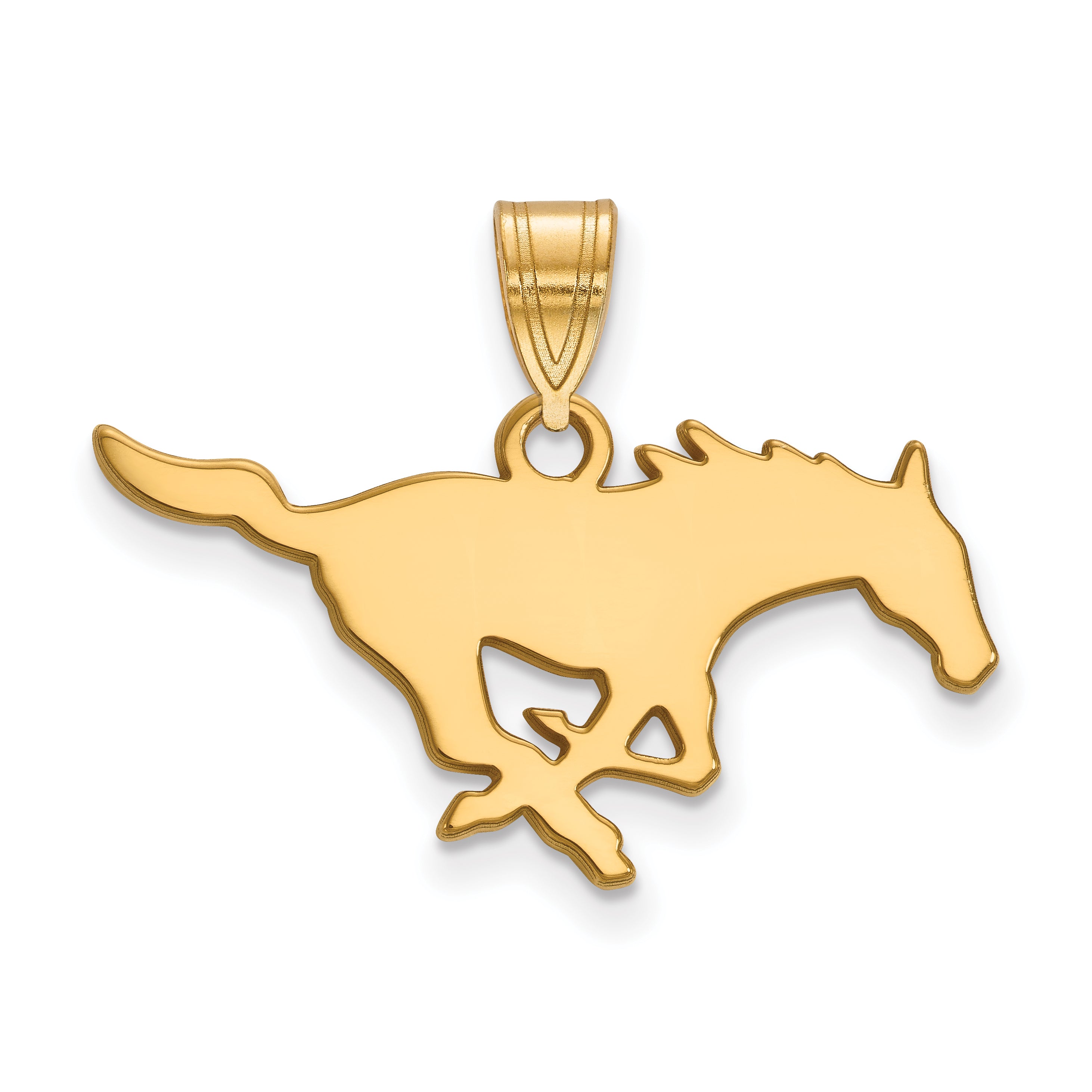 Gold Plated Sterling Silver Logoart Southern Methodist University Mustang Medium Pendant