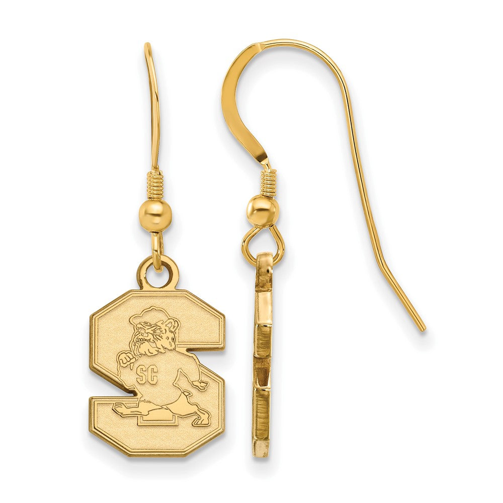 Gold Plated Sterling Silver Logoart South Carolina State U Small Dangle Wire Earrings