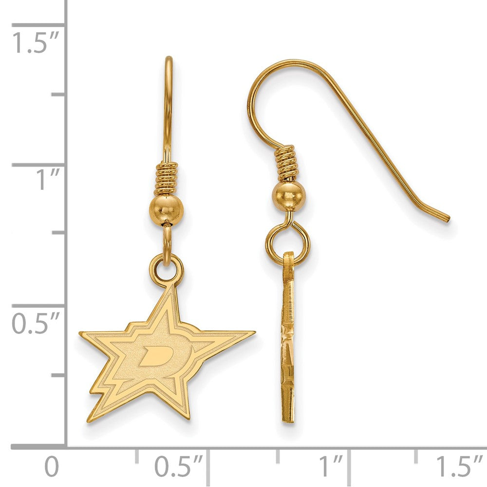 Gold Plated Sterling Silver Nhl Logoart Dallas Stars Small Wire Dangle Earrings
