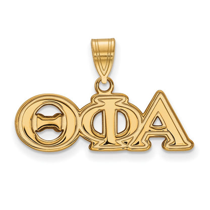 Gold Plated Sterling Silver Logoart Theta Phi Alpha Sorority Greek Letters Medium Pendant