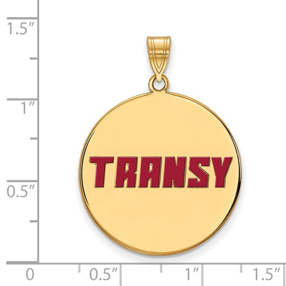 Gold Plated Sterling Silver Logoart Transylvania University Extra Large Enameled Disc Pendant