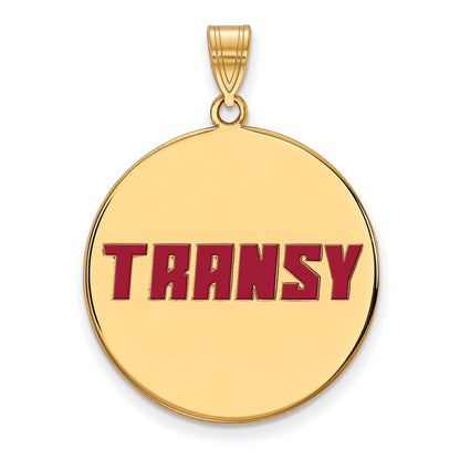 Gold Plated Sterling Silver Logoart Transylvania University Extra Large Enameled Disc Pendant