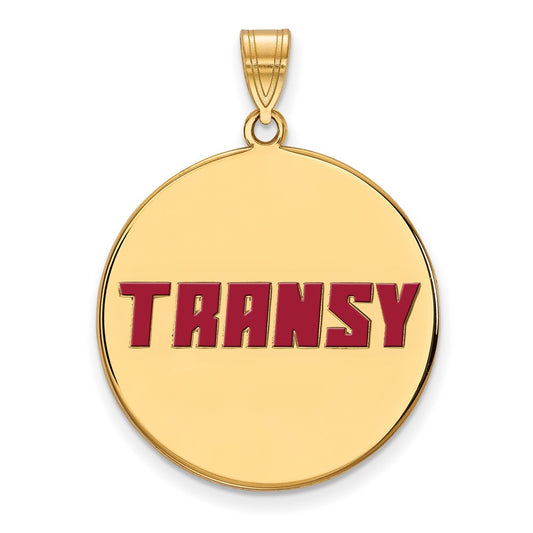Gold Plated Sterling Silver Logoart Transylvania University Extra Large Enameled Disc Pendant