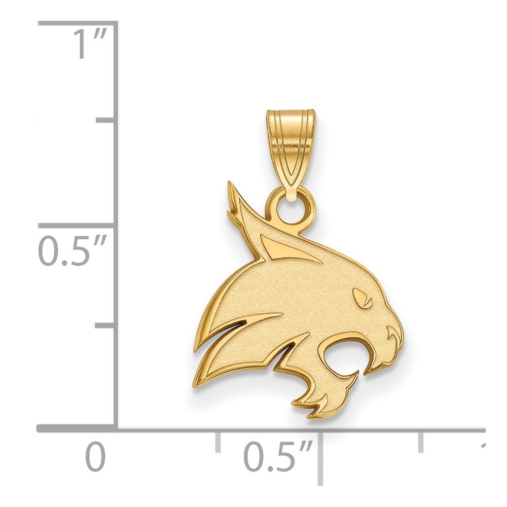 14K Yellow Gold Logoart Texas State University Bobcat Medium Pendant
