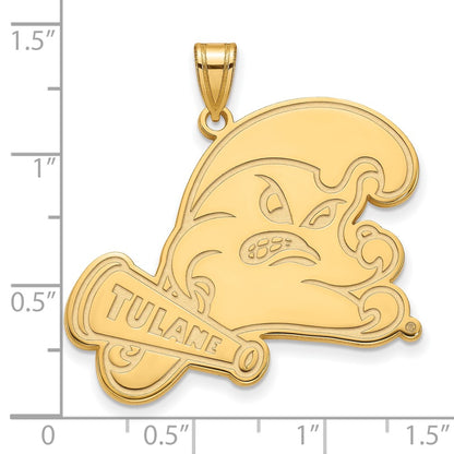 10K Yellow Gold Logoart Tulane University Extra Large Pendant