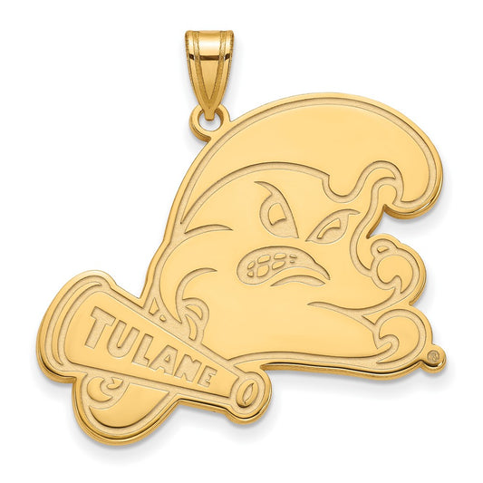 10K Yellow Gold Logoart Tulane University Extra Large Pendant
