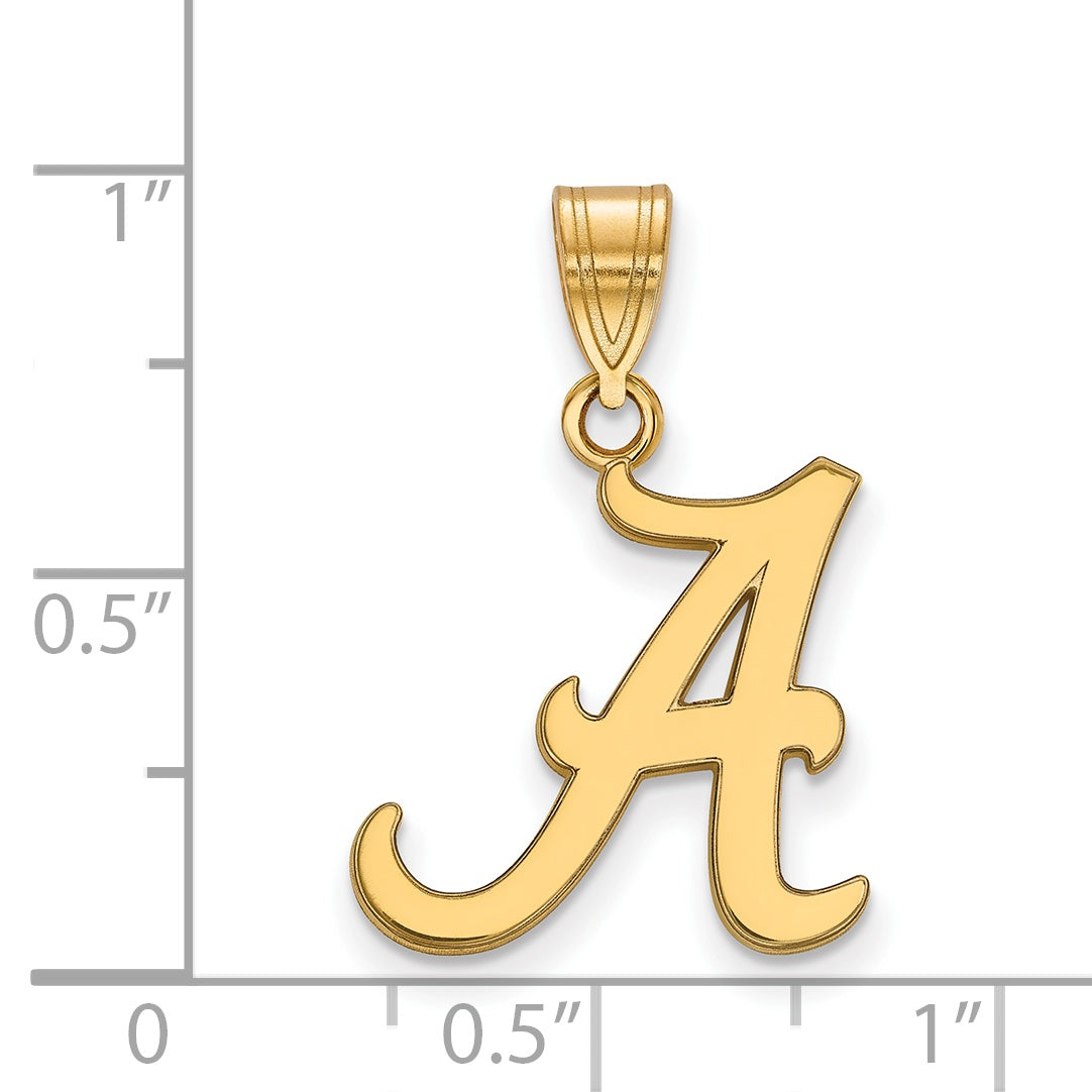 Gold Plated Sterling Silver Logoart University Of Alabama Letter A Medium Pendant