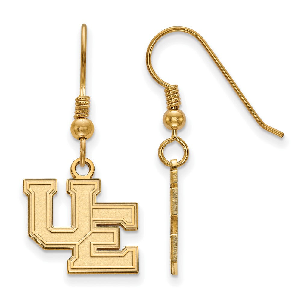 Gold Plated Sterling Silver Logoart University Of Evansville Purple Aces Small Dangle Wire Earrings