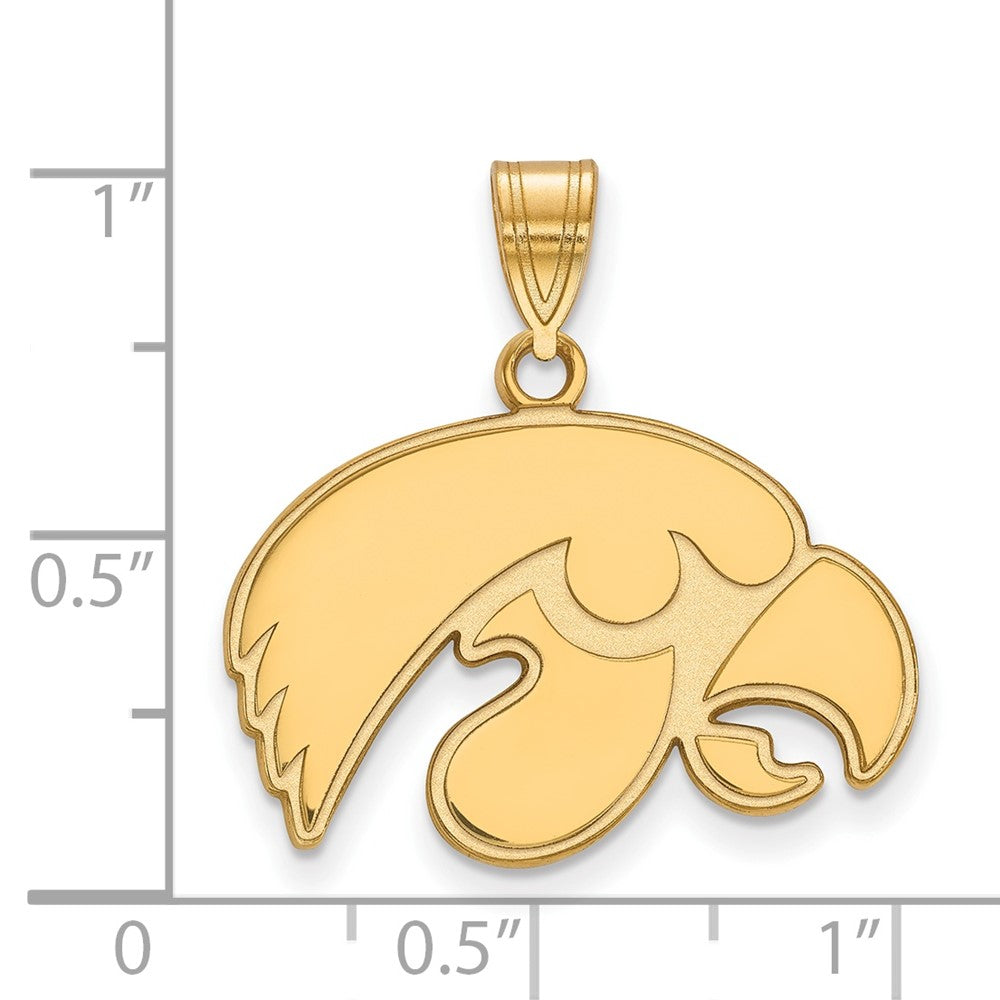 Gold Plated Sterling Silver Logoart University Of Iowa Hawk Medium Pendant