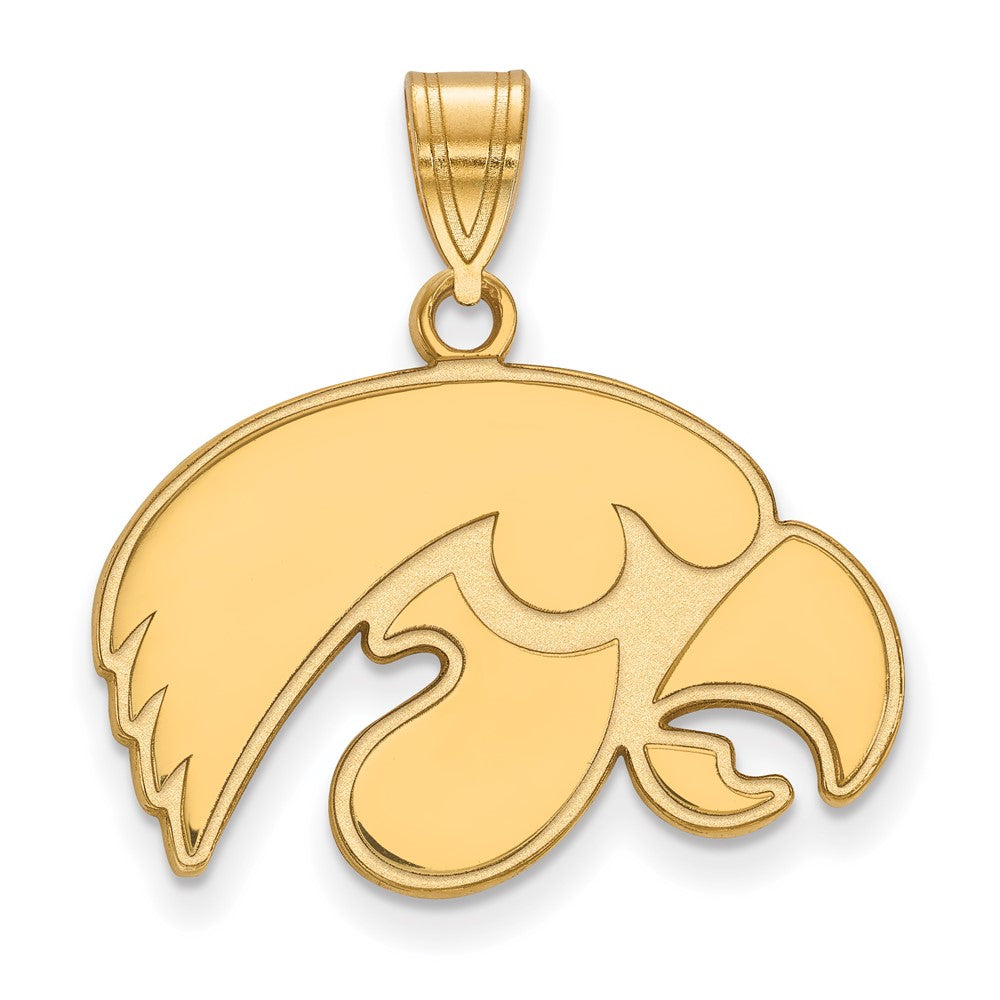 Gold Plated Sterling Silver Logoart University Of Iowa Hawk Medium Pendant