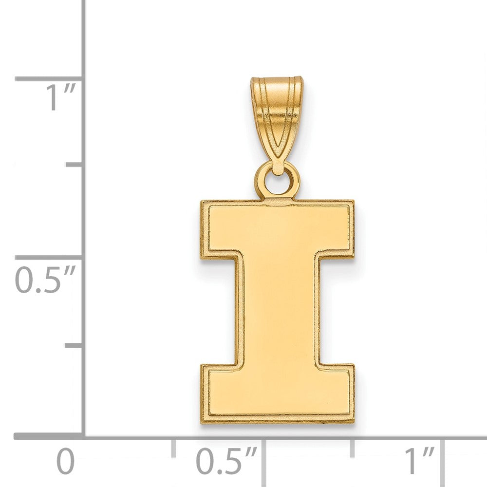 14K Yellow Gold Logoart University Of Illinois Letter I Medium Pendant