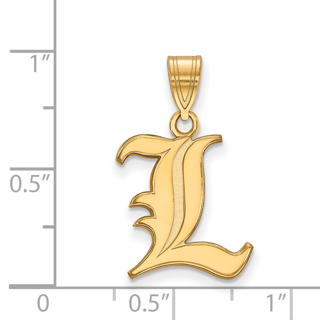 Gold Plated Sterling Silver Logoart University Of Louisville Letter L Medium Pendant
