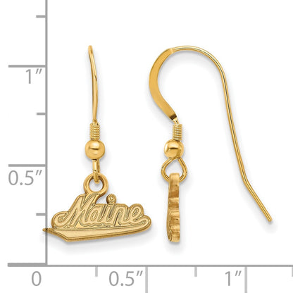 Gold Plated Sterling Silver Logoart University Of Maine Small Dangle Wire Earrings
