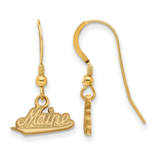 Gold Plated Sterling Silver Logoart University Of Maine Small Dangle Wire Earrings