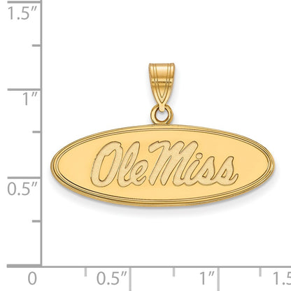 10K Yellow Gold Logoart University Of Mississippi Ole Miss Medium Oval Pendant