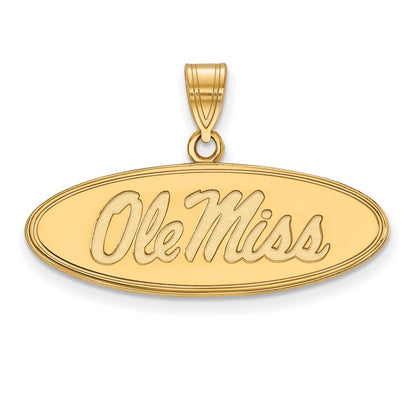 14K Yellow Gold Logoart University Of Mississippi Ole Miss Medium Oval Pendant