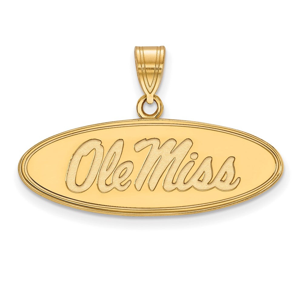 10K Yellow Gold Logoart University Of Mississippi Ole Miss Medium Oval Pendant